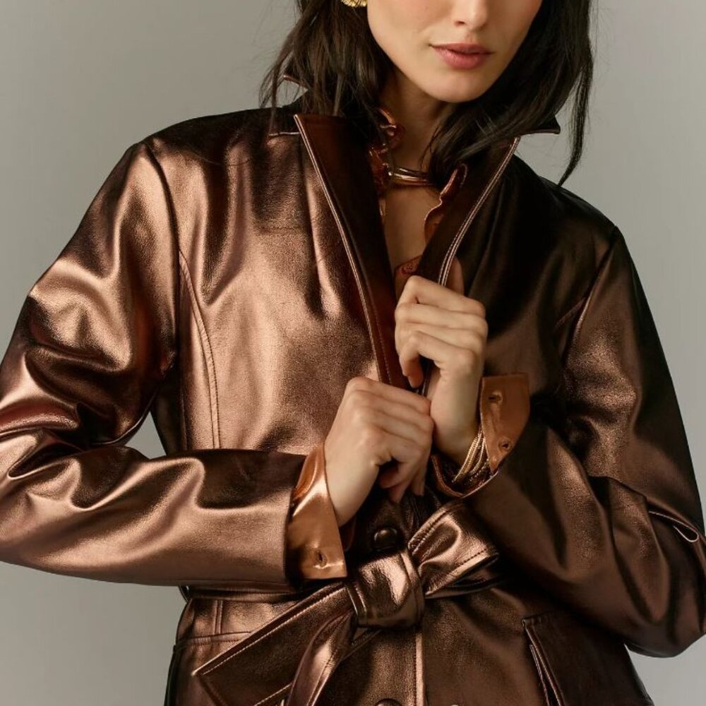 Avec Les Filles Metallic Trench Coat